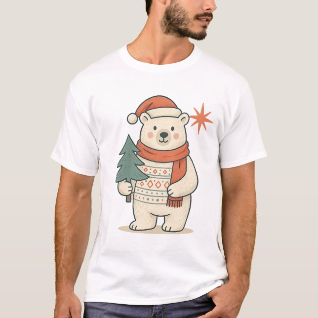 Camiseta Cute Christmas Polar Bear T-Shirt | Scandinavian  (Frente)