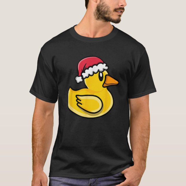 Camiseta Cute Christmas Rubber Duck in Santa Hat  (Frente)