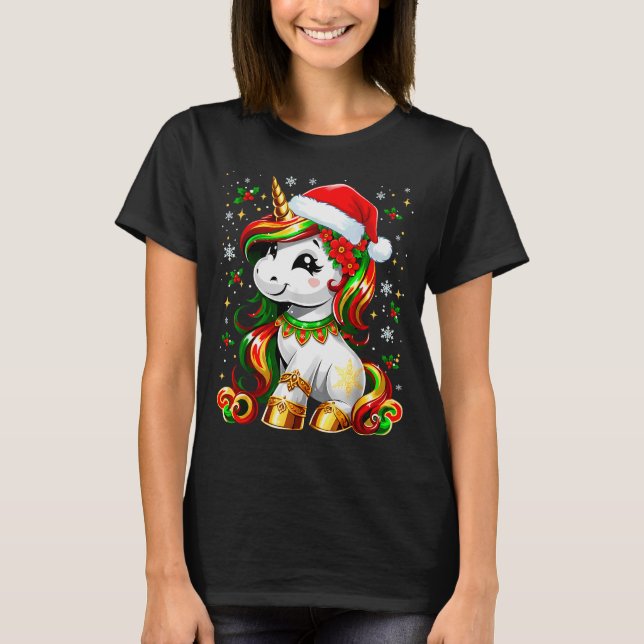 Camiseta Cute Christmas Shirt Girls Women Xmas Unicorn Chri (Frente)