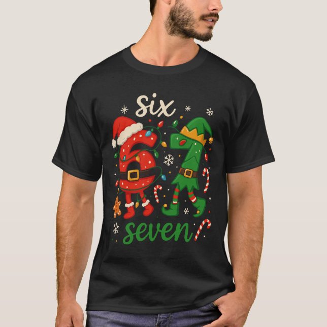 Camiseta Cute Christmas Six Seven Meme  (Frente)
