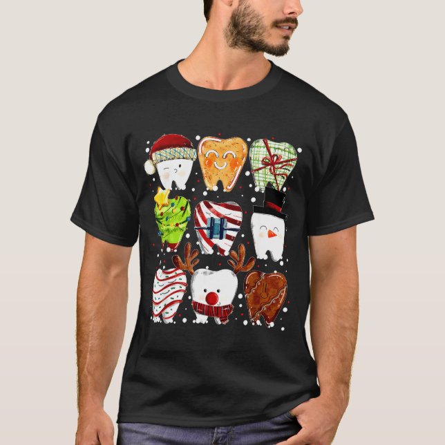 Camiseta Cute Christmas Teeth Funny Christmas Dentist Denta (Frente)