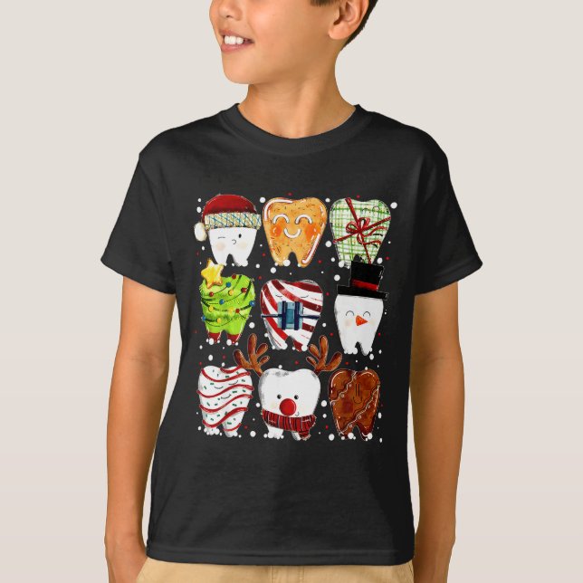 Camiseta Cute Christmas Teeth Funny Christmas Dentist Denta (Frente)