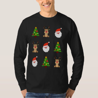 Camiseta Cute Christmas Tree Santa Reindeer Merry Xmas Wome