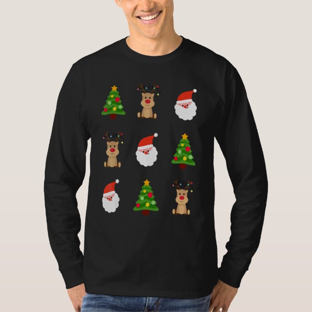 Camiseta Cute Christmas Tree Santa Reindeer Merry Xmas Wome (Frente)