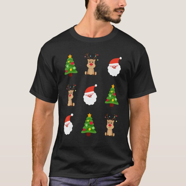 Camiseta Cute Christmas Tree Santa Reindeer Merry Xmas Wome (Frente)