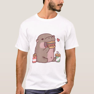 Camiseta Cute Chubby Pygmy Hippo ama Comer Burger