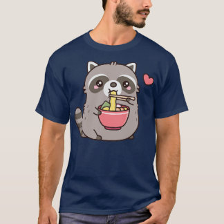 Camiseta Cute Chubby Raccoon ama Comer Ramen Noodles