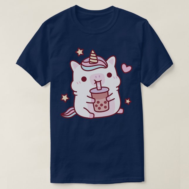Camiseta Cute Chubby Unicorn Adora Boba Milk Tea (Frente do Design)