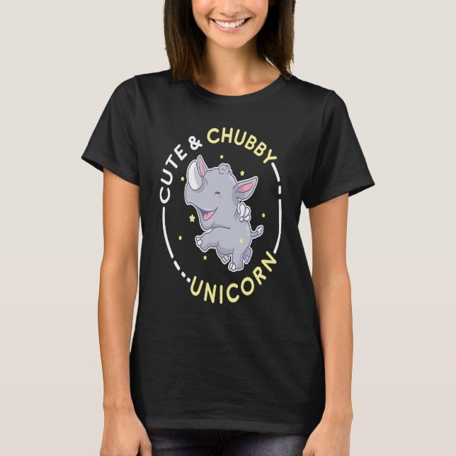 Camiseta Cute Chubby Unicorn Rhino Animal Kids (Frente)