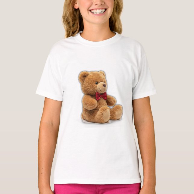 Camiseta Cute Classic Teddy Bear Art Girls' T-Shirt (Frente)
