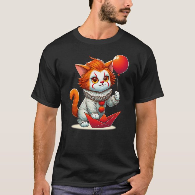 Camiseta Cute Clown Cat Funny Halloween Cat Lover Party (Frente)