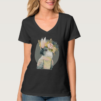 Camiseta Cute Cockatoo Parrot Bird Flower Crown Pet Birds