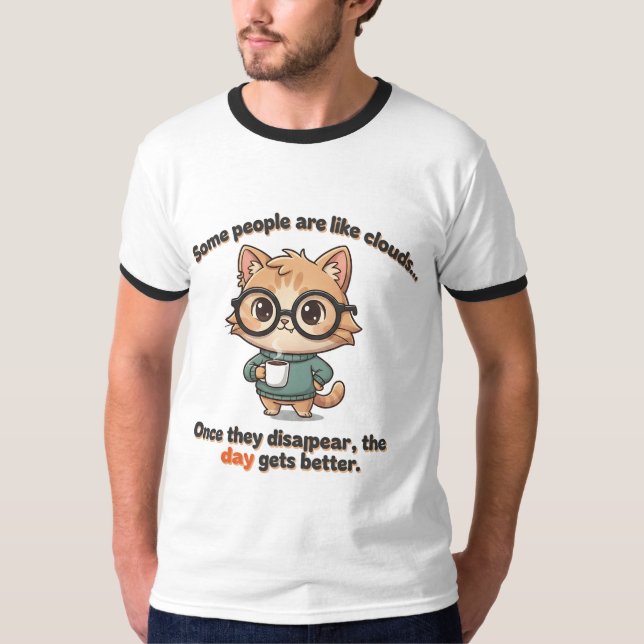 Camiseta Cute Coffee Cat with Funny Attitude Quote  (Frente)