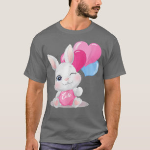 Camiseta Cute Colorful Bunny Face Tie Dye Red Heart Flower