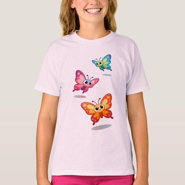 Camiseta Cute Colorful Butterflies Kids T-Shirt (Frente)