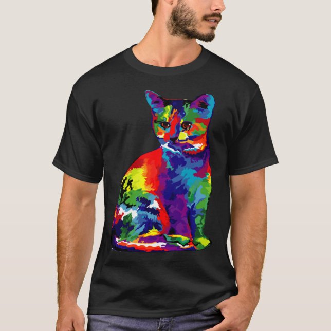 Camiseta Cute Colorful Cat for Cat Pop (Frente)