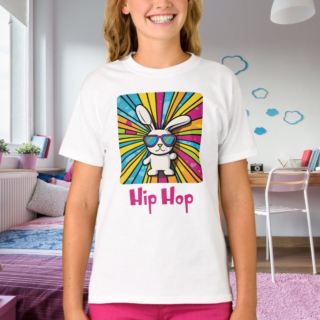 Camiseta Cute Colorful Hip Hop Easter Bunny with Sunglasses (Criador carregado)