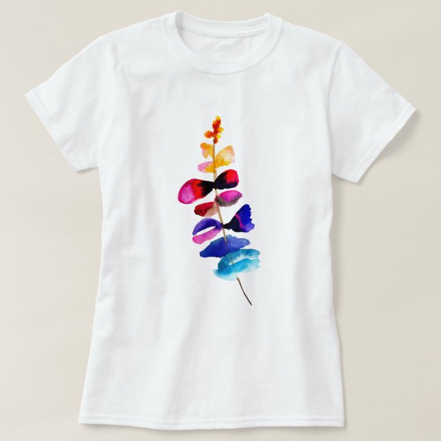 Camiseta Cute colorful leaves watercolor (Frente do Design)