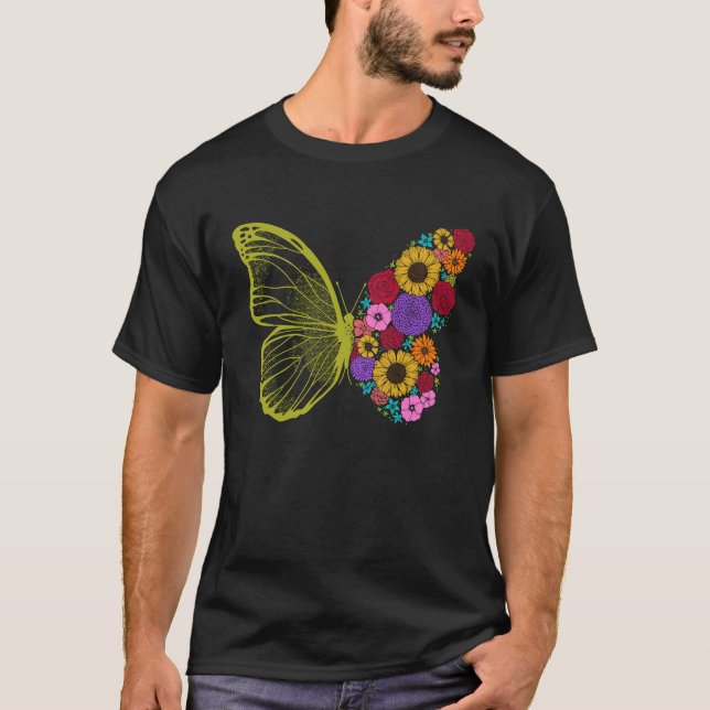 Camiseta Cute Colorful Monarch Butterfly Flower  Butterflie (Frente)