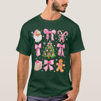 Camiseta Cute Coquette Bow Pink Christmasree Santa Gingerbr
