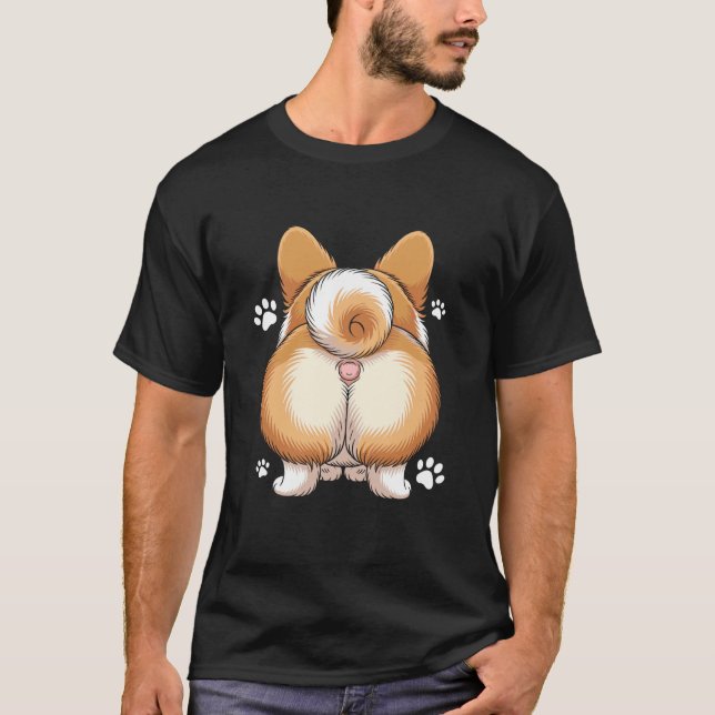 Camiseta Cute Corgi Butt with Paw Prints (Frente)