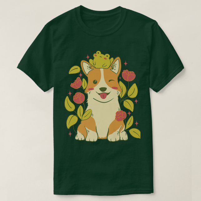 Camiseta Cute Corgi Dog And Frog-719 (Frente do Design)