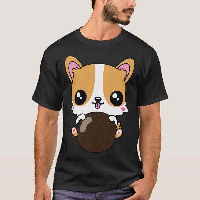 Camiseta Cute Corgi Floating On Boba (Frente)