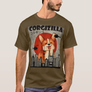 Camiseta Cute Corgi , Funny CorgiZilla , Estilo Japonês