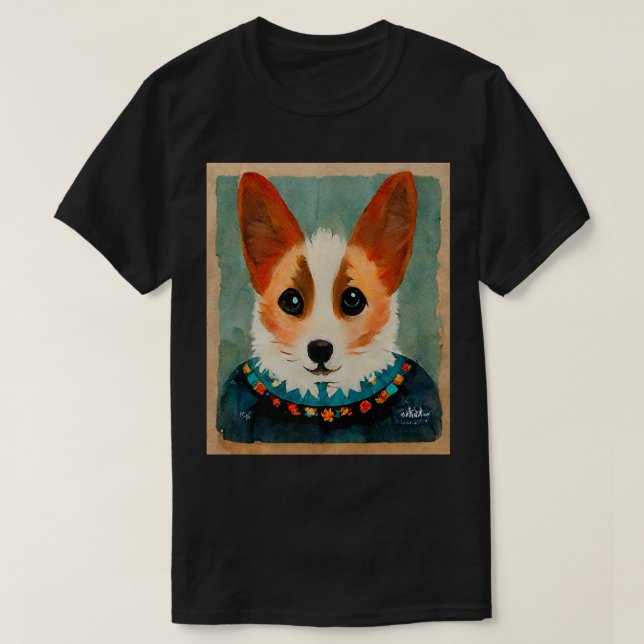 Camiseta Cute Corgi Painting-757 (Frente do Design)