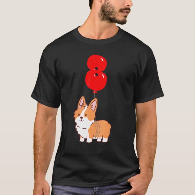 Camiseta Cute Corgi Pembroke 8º aniversário Crianças Balão  (Frente)