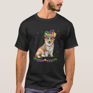 Camiseta Cute Corgi Vestindo Máscara Mardi Gras Dogs L