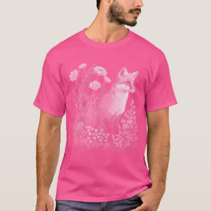 Camiseta Cute Cottagecore Floral Fox Aestésica Raparigas
