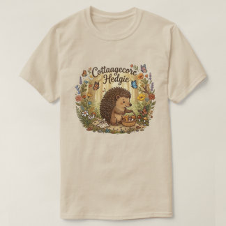 Camiseta Cute Cottagecore Hedgehog Gathering Mushrooms