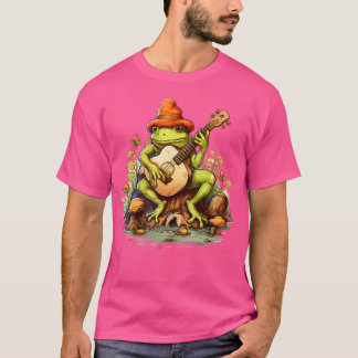 Camiseta Cute Cottagecore Sapo Estético Tocando Sua Conta