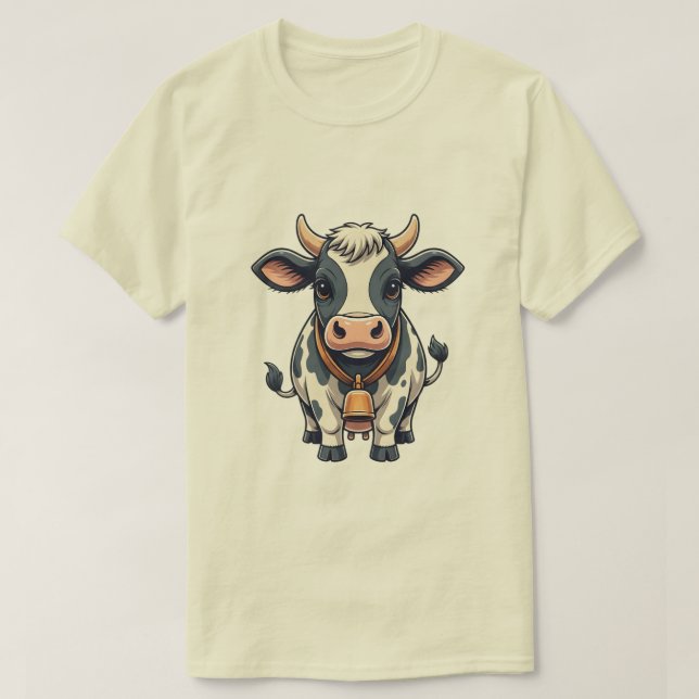 Camiseta Cute Cow Cartoon Illustration – Adorable Farm Anim (Frente do Design)