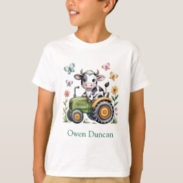 Camiseta Cute Cow on Tractor Boy Gift