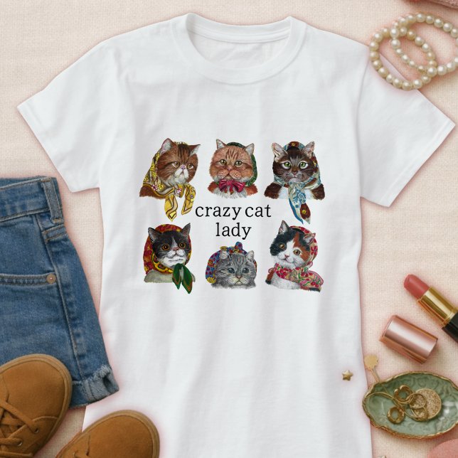 Camiseta Cute Crazy Cat Lady – Funny Cat Lover  (Criador carregado)