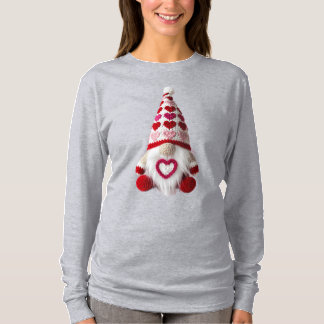 Camiseta Cute Crochet Heart Pattern Valentine Gnome