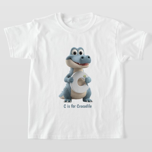 Camiseta Cute Crocodile Kids T-Shirt | C is for Crocodile A (Postura )