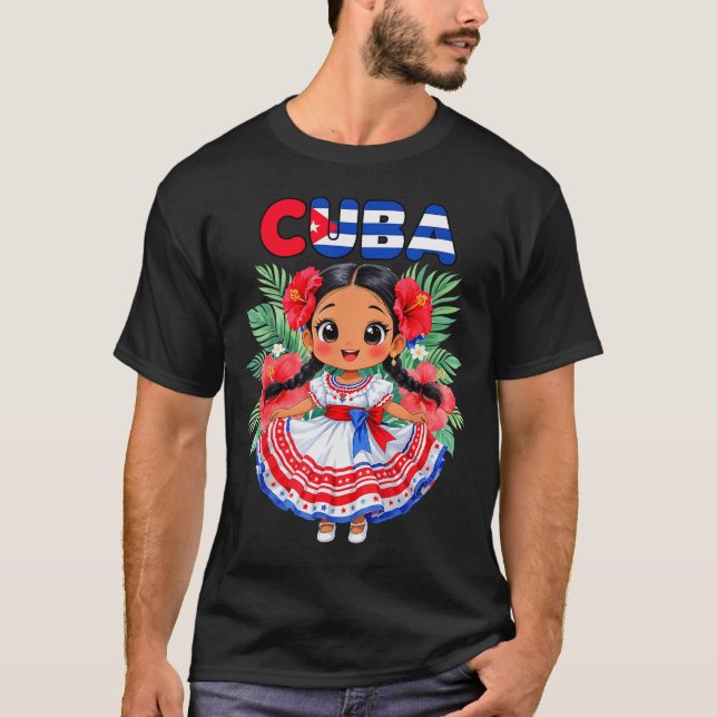 Camiseta Cute Cuba Cuban Girl Traditional Dress Trocal Flow (Frente)