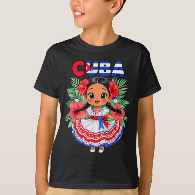 Camiseta Cute Cuba Cuban Girl Traditional Dress Trocal Flow (Frente)