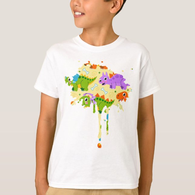 Camiseta Cute Customizable Dinsosaur Print (Frente)