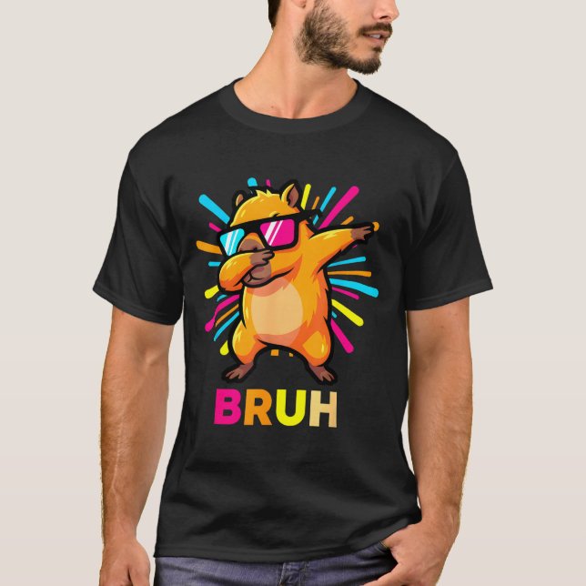 Camiseta Cute Dabbing Capybara Funny Animal Meme Capy Lover (Frente)