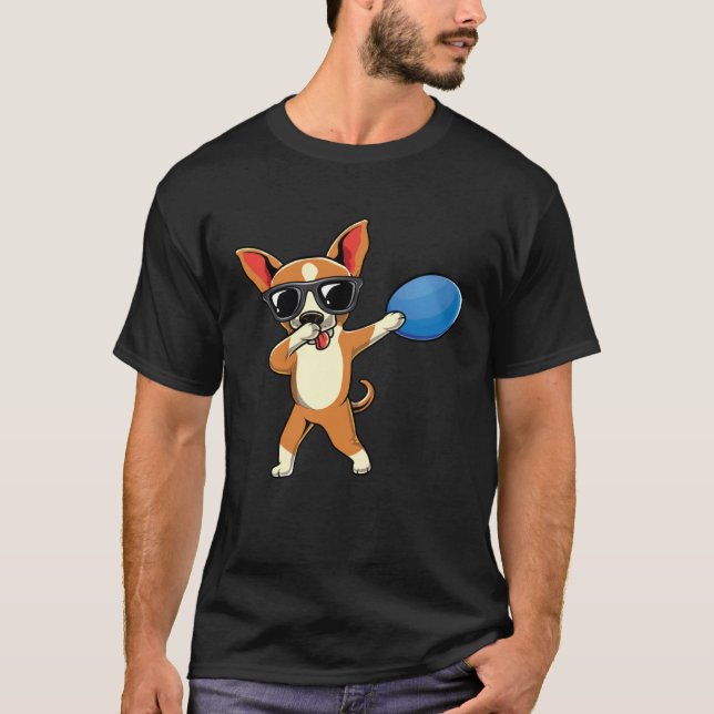 Camiseta Cute Dabbing Chihuahua Dog Dab Boys Frisbee Disc G (Frente)