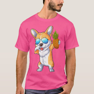 Camiseta Cute Dabbing Corgi Dog Pineapple Tropical Fruit Su