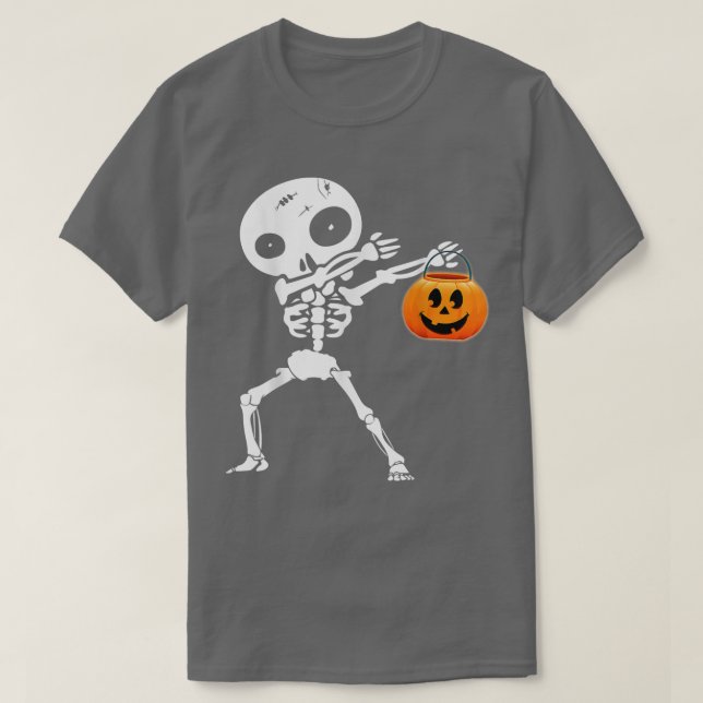 Camiseta Cute Dabbing skeleton Jack O Lantern Pumpkin Happy (Frente do Design)