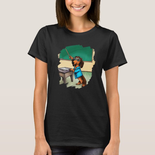 Camiseta Cute Dachshund Chiweenie Teacher Professor School  (Frente)