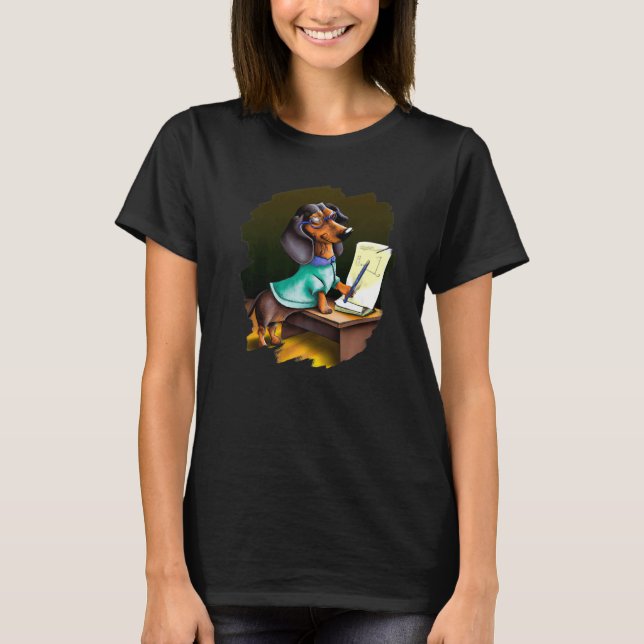Camiseta Cute Dachshund Chiweenie Teacher Professor School  (Frente)