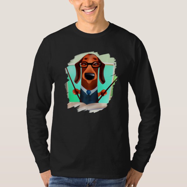 Camiseta Cute Dachshund Chiweenie Teacher Professor School  (Frente)