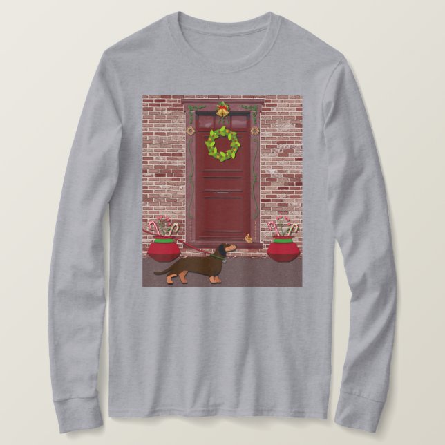 Camiseta Cute Dachshund Dog Christmas Art on T-Shirt (Frente do Design)